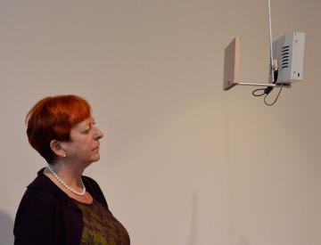 1 Ausstellungsbesucherin in "Naked"