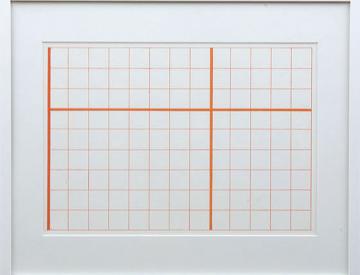 2 Channa Horwitz: Language Series I, orange lines, 1964